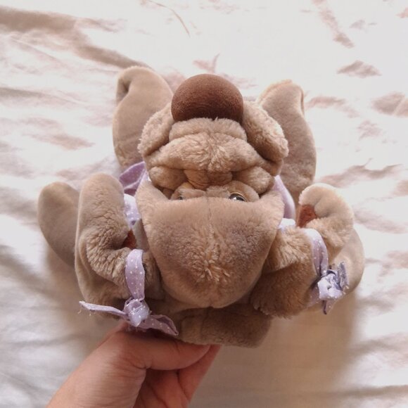 Vintage 1981 Ganz 18" Wrinkles Dog Hand Puppet Plush Doll with Dress - Picture 9 of 16